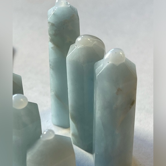 Aquamarine Tower Small Blue Aquamarine Point Set Of 7 pieces Crystal Gemstone - Picture 5 of 10